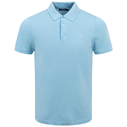 Lear Tech Wool Knitted Polo Baltic Sea - SS24