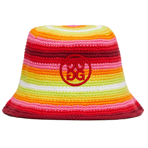 Womens Striped Circle G's Crochet Bucket Hat Lava Multi - SS24