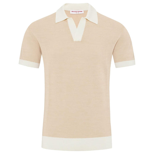 Horton Contrast Polo White Sand/Biscuit - SS24