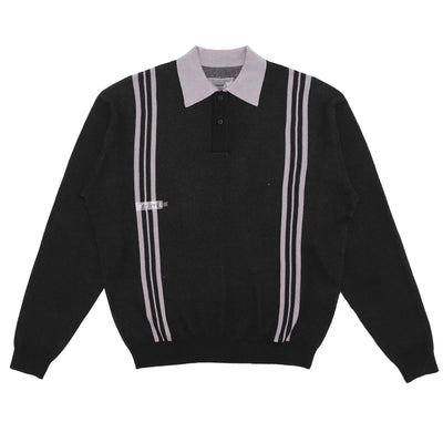 Sutton LS Sweater Polo Shirt Black - SS24