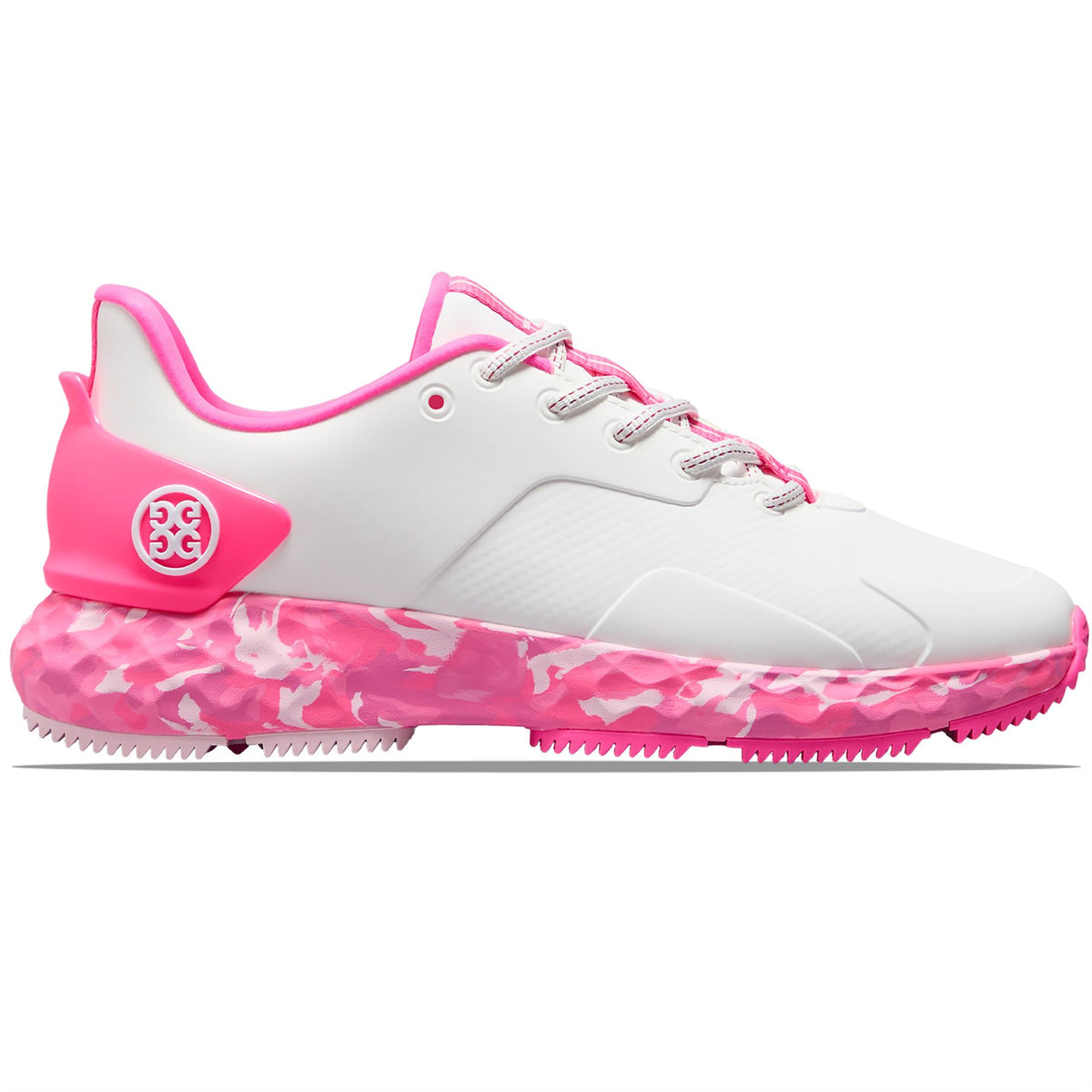 G/FORE Camo Sole MG4+ Golf Shoes Snow/Knockout Pink | TRENDYGOLF USA