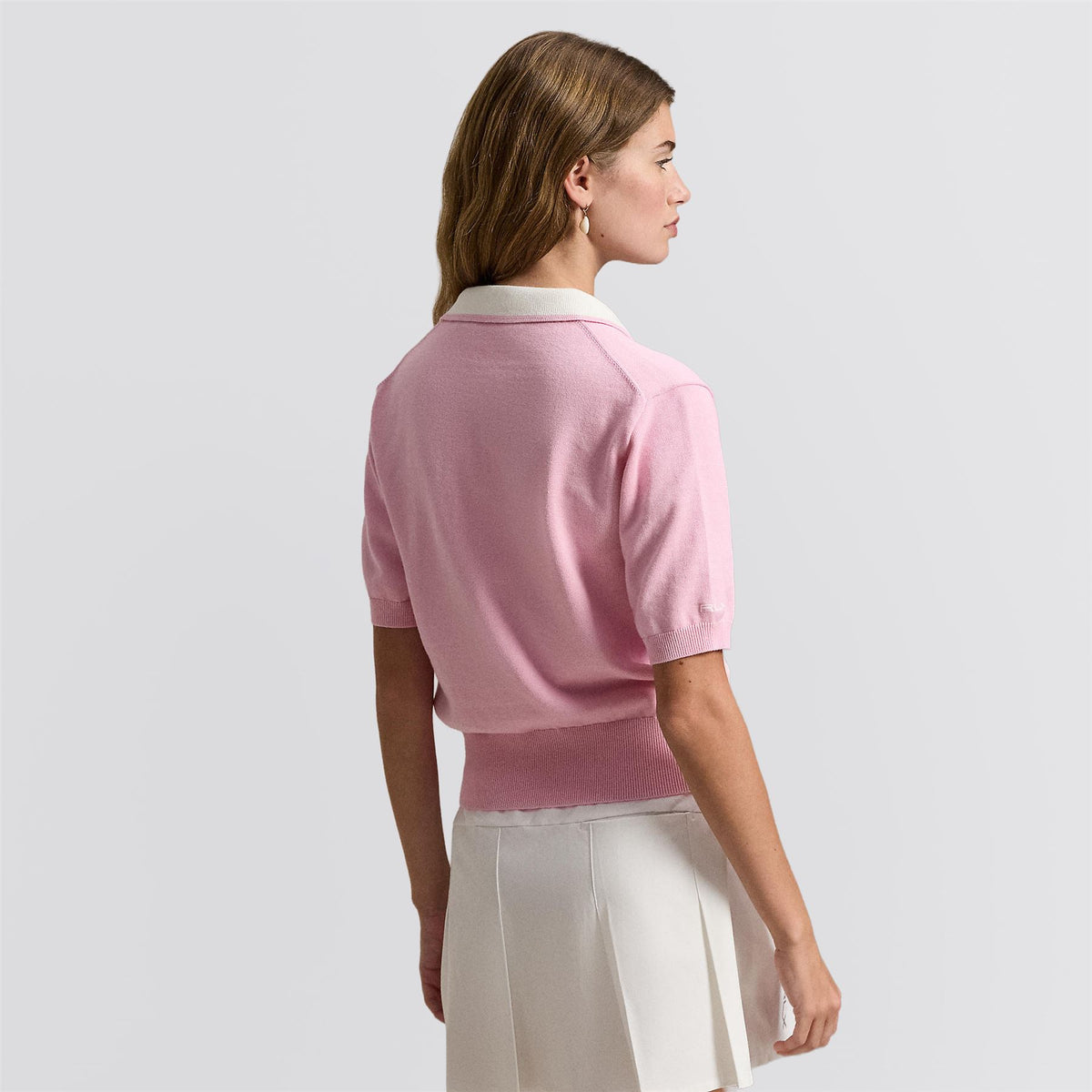 Ralph Lauren RLX Cotton Blend Sweater Polo Light Pink/White Splash