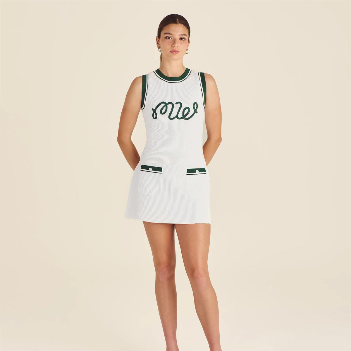 ◆Malbon Golf◆ Malbon Knit Sleeveless WHITE WOMAN Malbon Golf Luna Rib Knit Tank Top Ivory | TRENDYGOLF USA