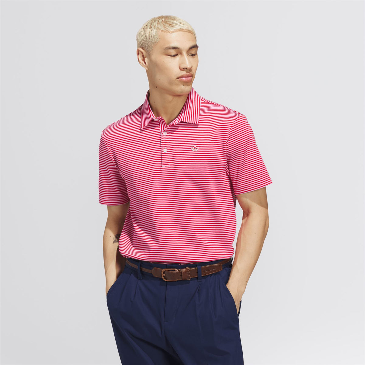 adidas Golf Originals Originals Stripe Pique Polo Bliss Lilac
