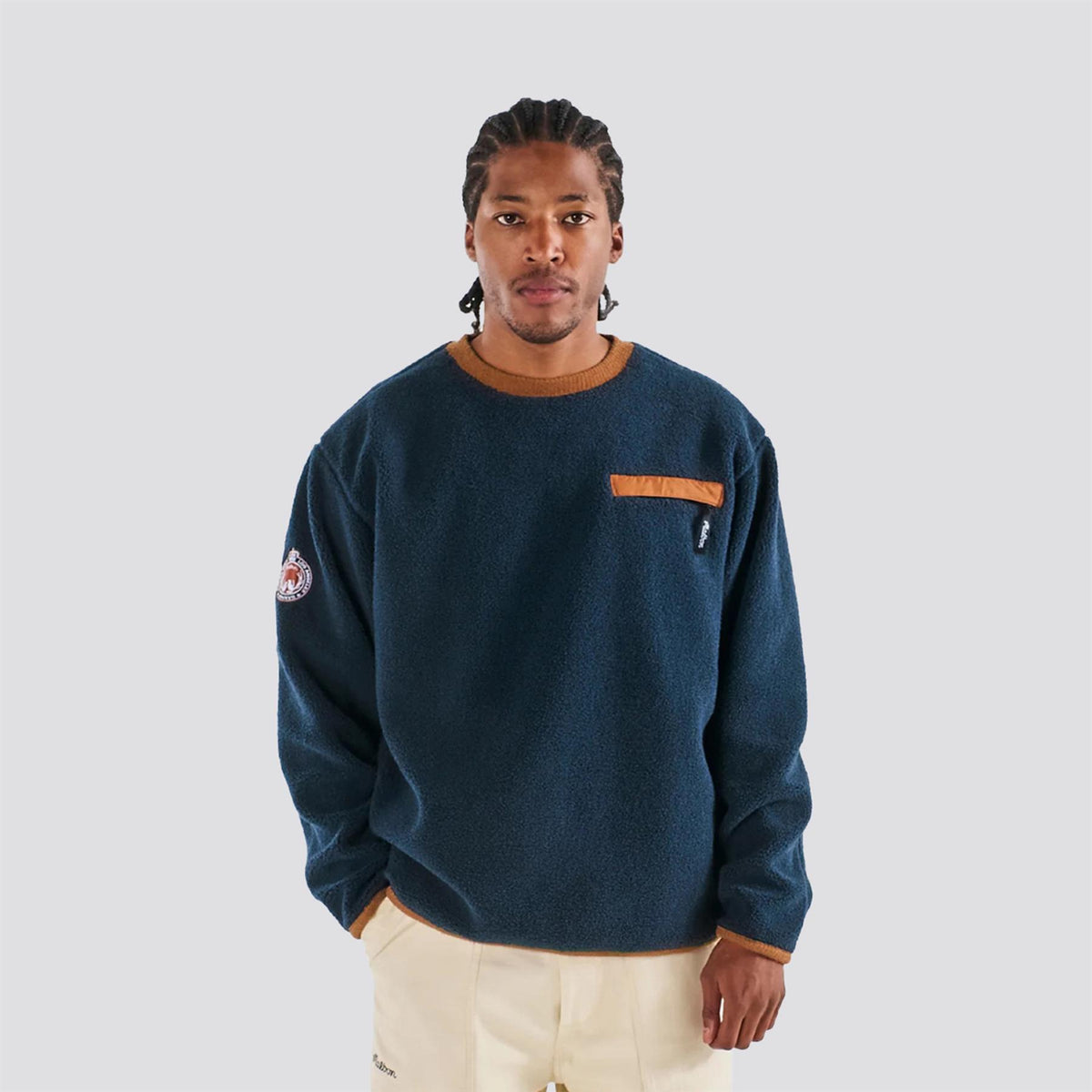 Malbon Hudson Sherpa Crewneck Sweater Navy | TRENDYGOLF USA