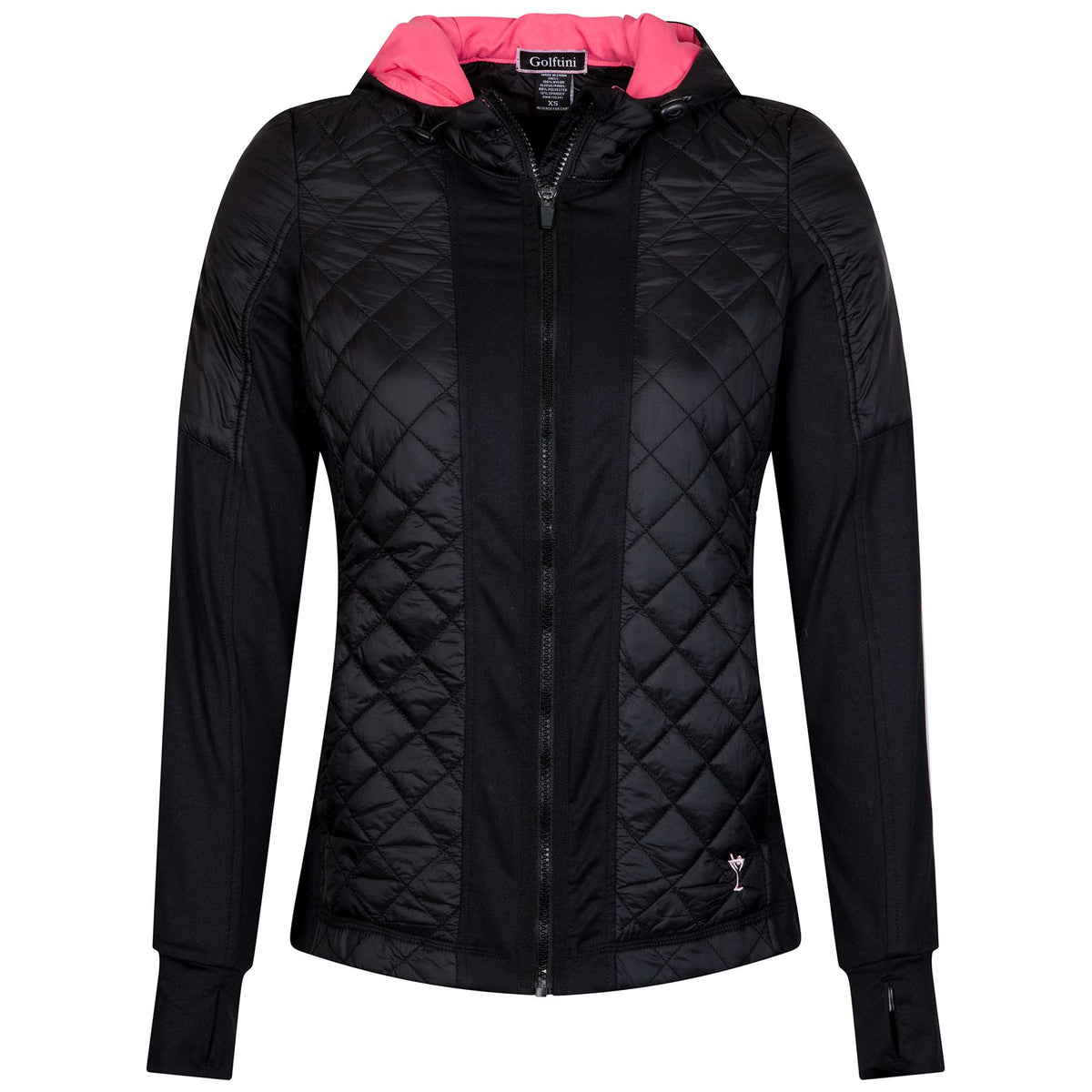 Golftini  Black and Hot Pink Hooded Windbreaker - Women's Golf Jacket