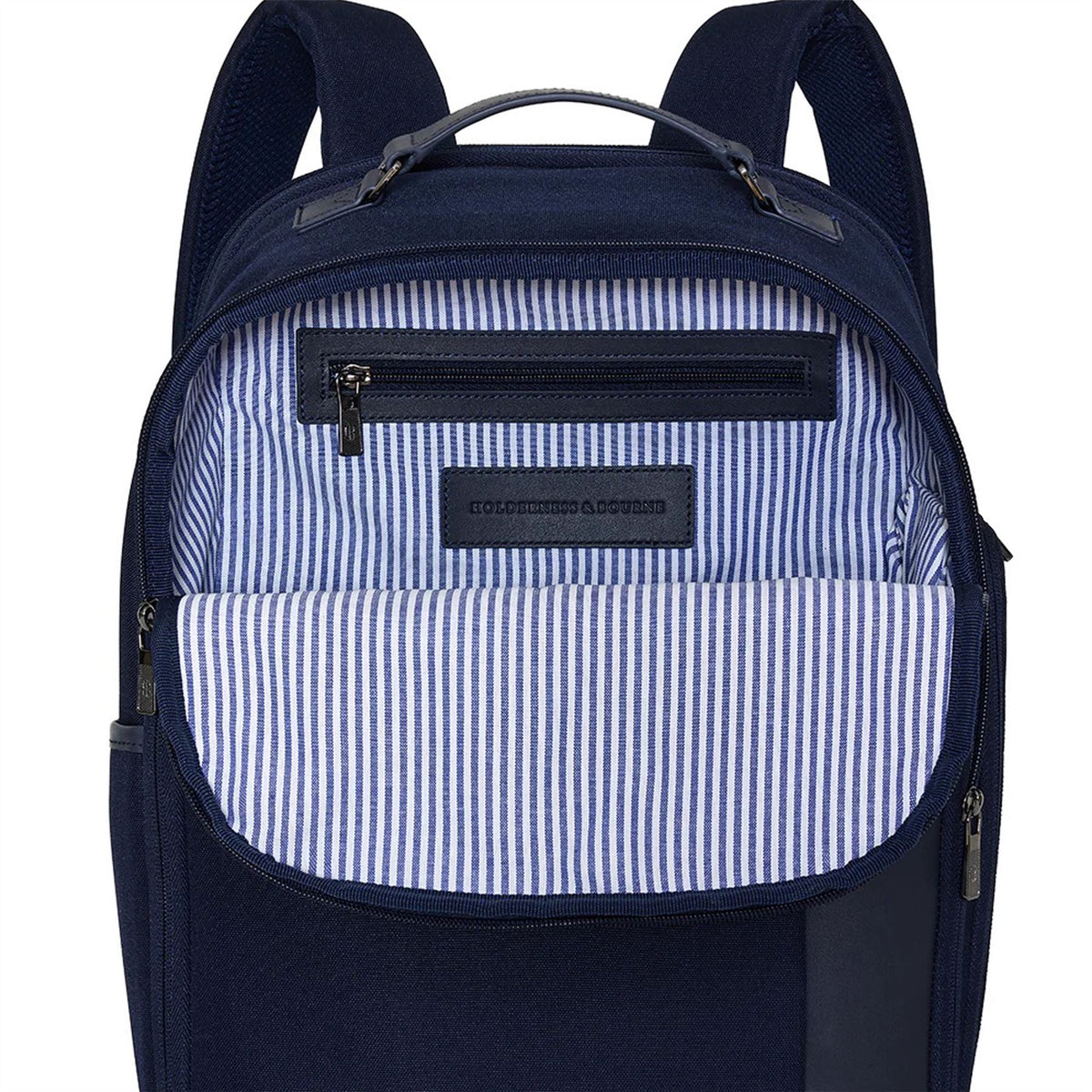 bristol small leather backpack navy Holderness & Bourne The Broughton Backpack Navy Ballistic