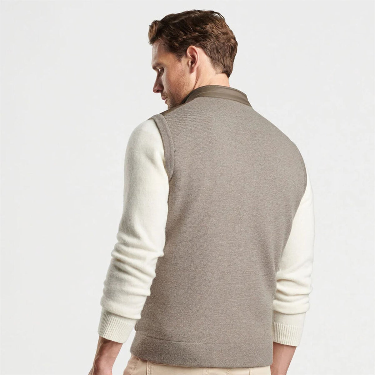 Peter Millar Holdridge Hybrid Full Zip Sweater Vest Toffee