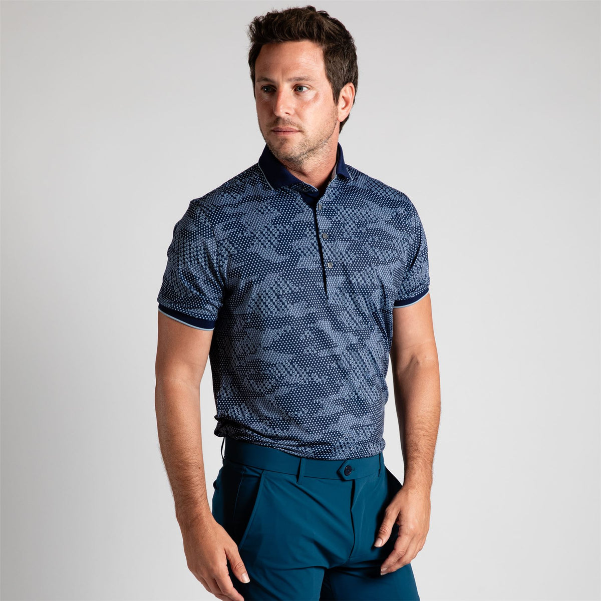 Greyson Icon Camo Polo Maltese Blue | TRENDYGOLF USA