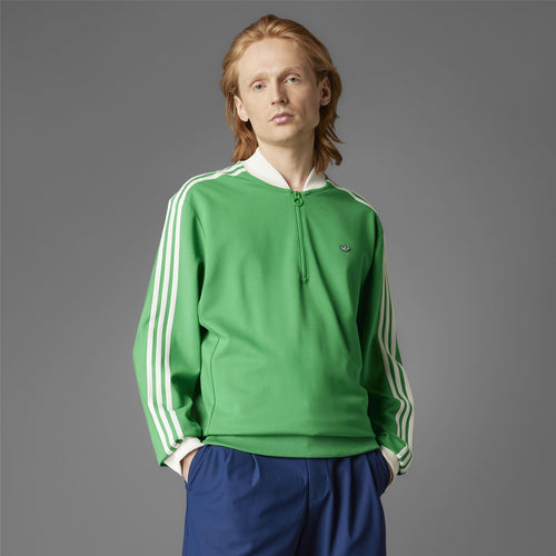 Three Stripes Quarter Zip Green