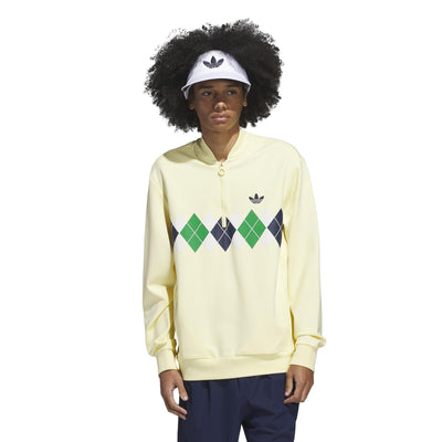 Argyle Printed Quarter Zip Yellow