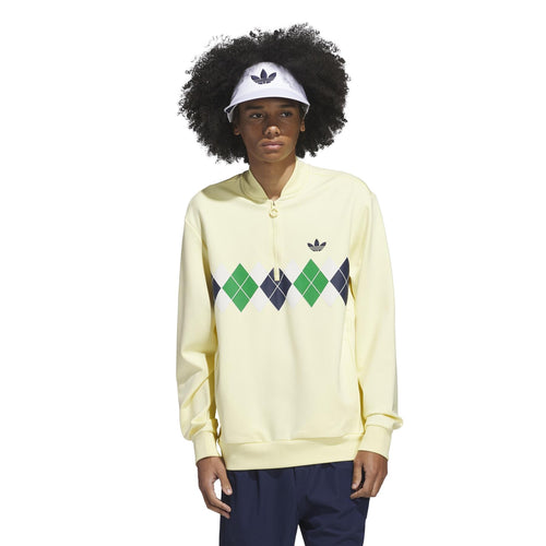 Argyle Printed Quarter Zip Yellow