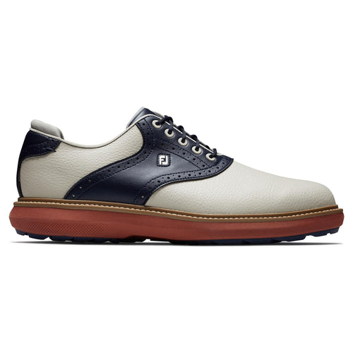 FJ Traditons Spikeless FJ Golf Shoes Tan/Navy/Red - 2024