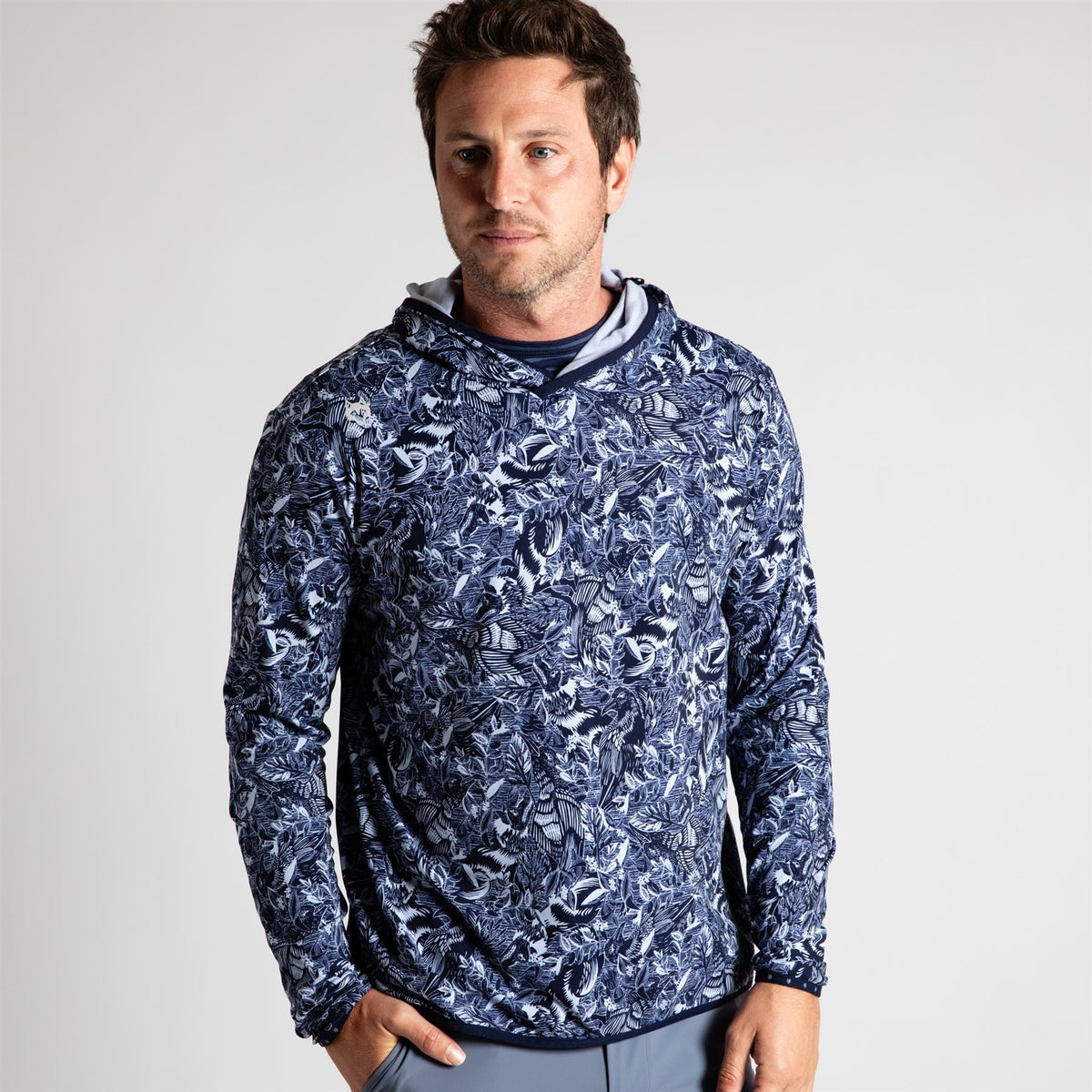 Greyson Stamped Colorado Hoodie Maltese Blue/Heron | TRENDYGOLF USA