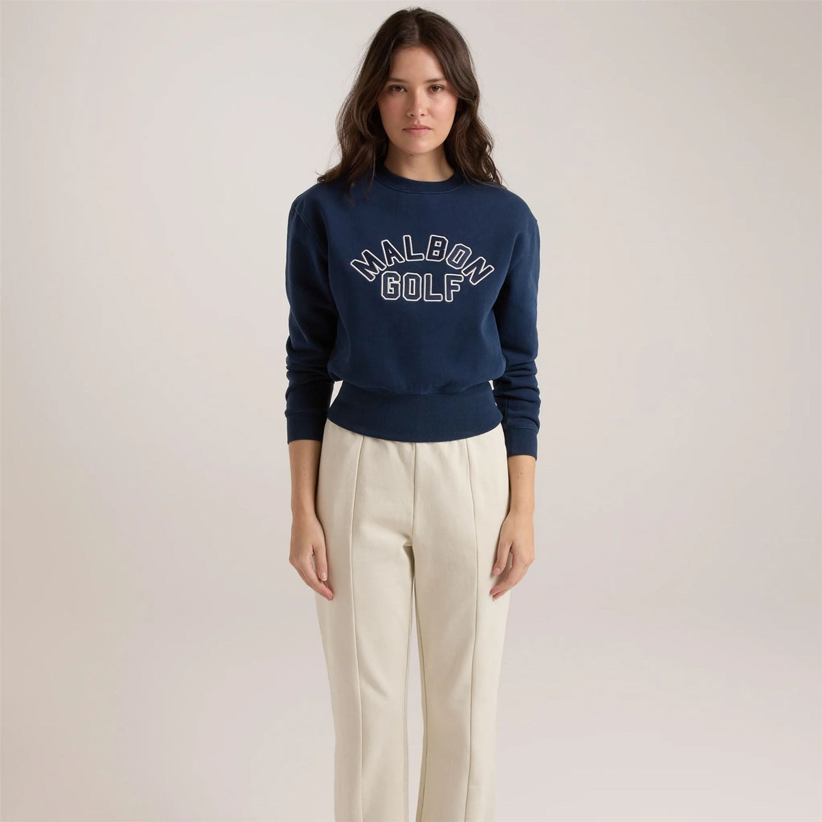 Malbon Golf Ivy Crewneck Sweater Navy | TRENDYGOLF USA