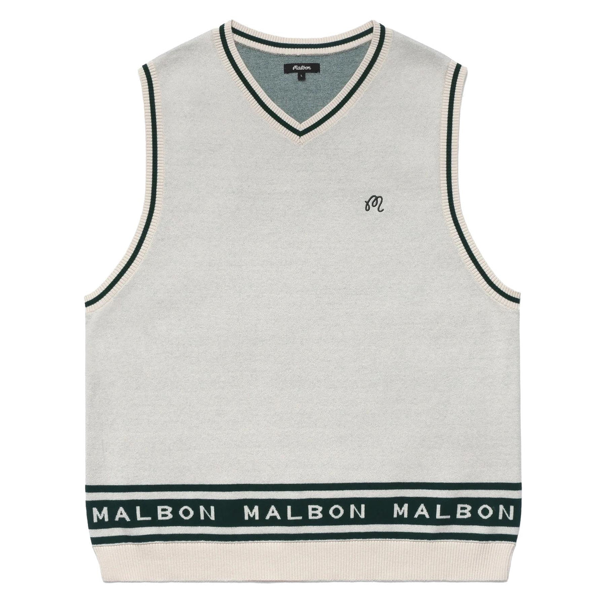 【新品未使用 / 正規品 / M】MALBON GOLF WINGER VEST Malbon Golf Gilet - Evergreen M Icon Padded Vest - White SS25