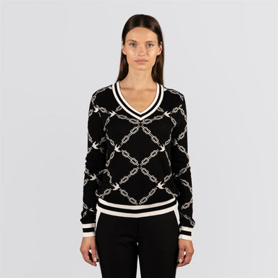 Womens Birdie Links Knit V-Neck Jumper White/Black