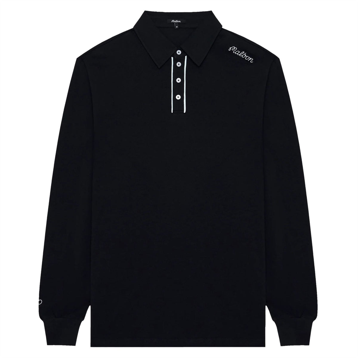 Malbon Golf x Jesper Parnevik LS Cotton Pique Polo Black