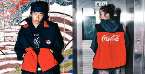 Models wearing New MALBON GOLF x Coca-Cola Collection