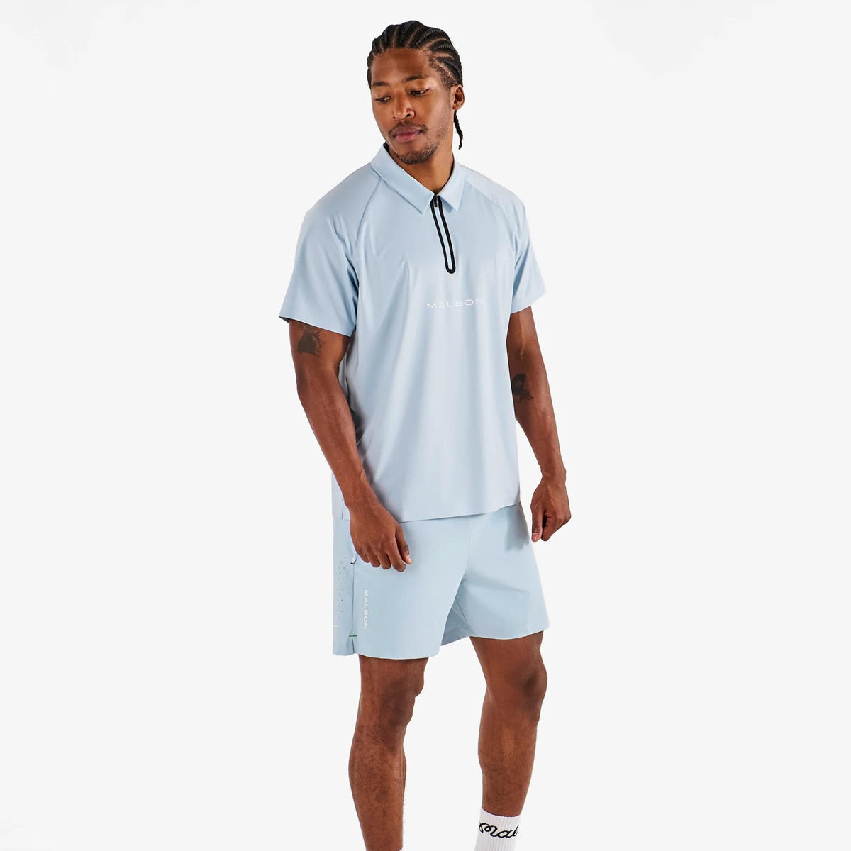 Performance Zip Raglan Polo Subdued Blue