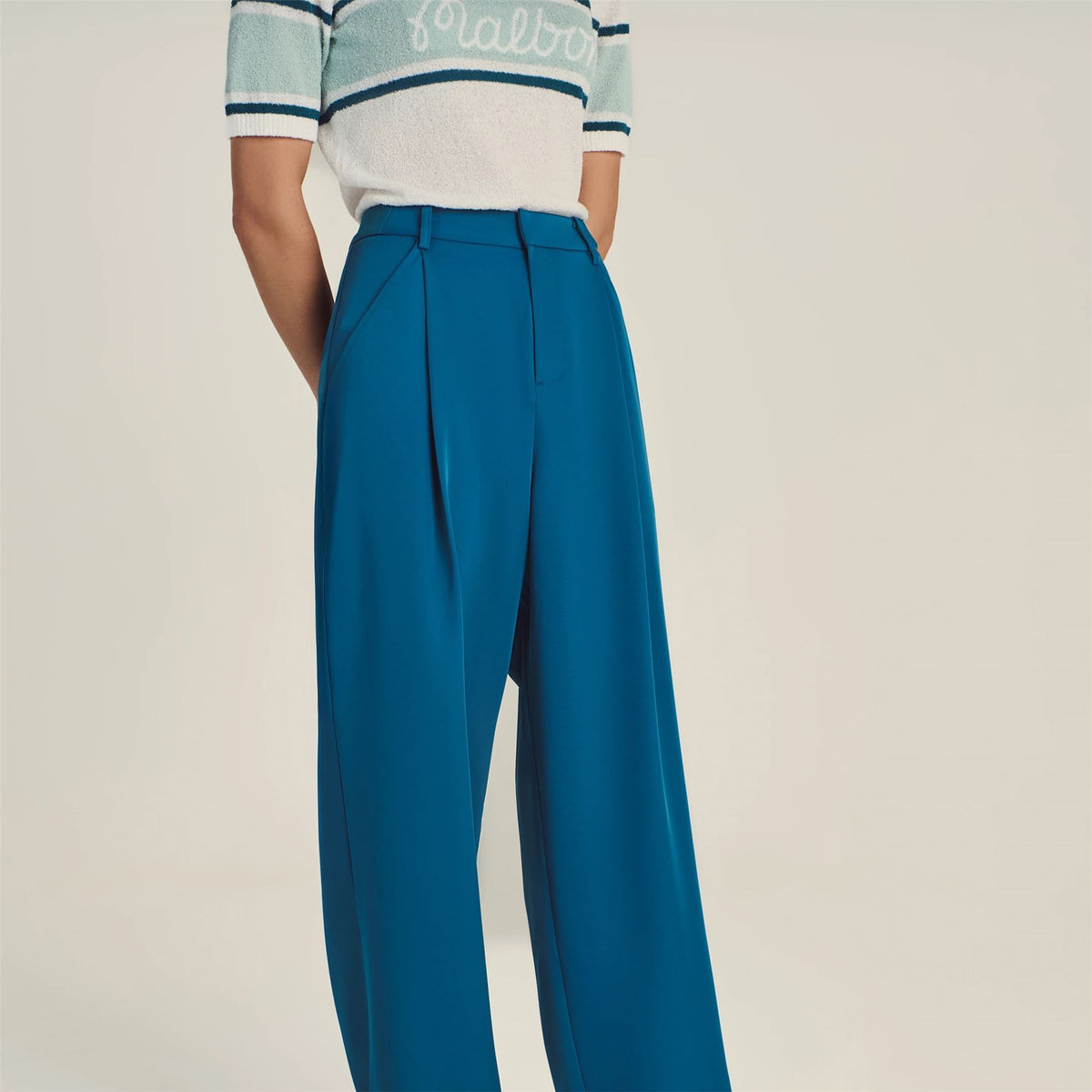Womens Emilia Pleated Pants Ocean Multi