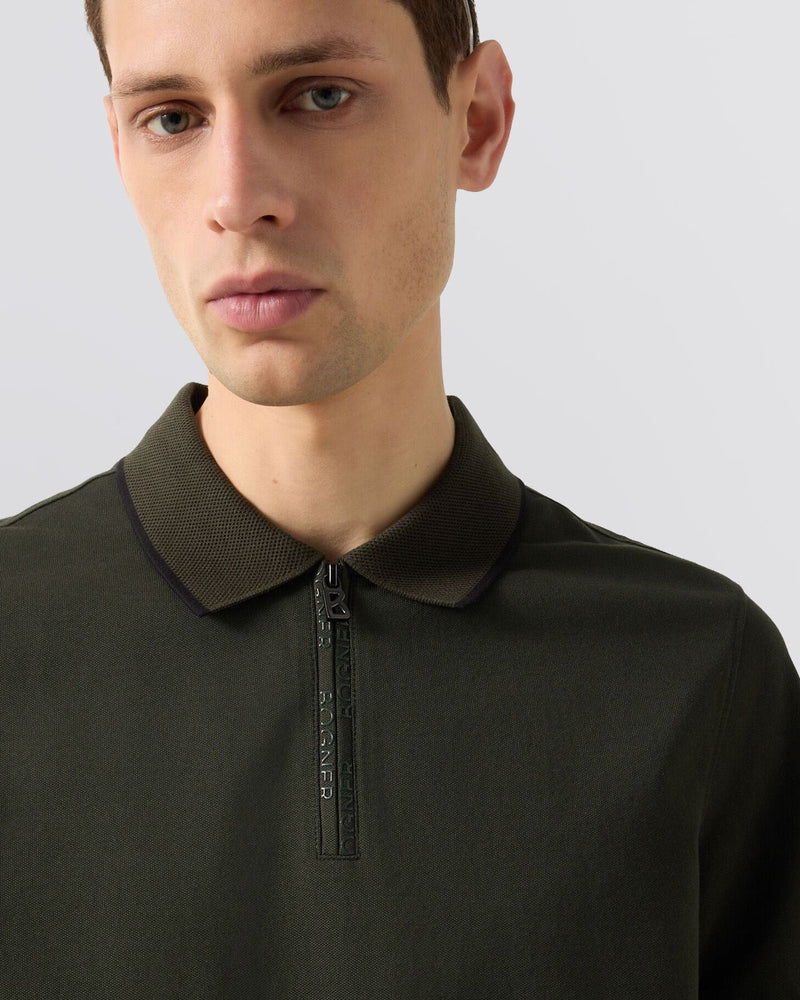 Timo-10 Zip Polo Shirt Kalamata Green