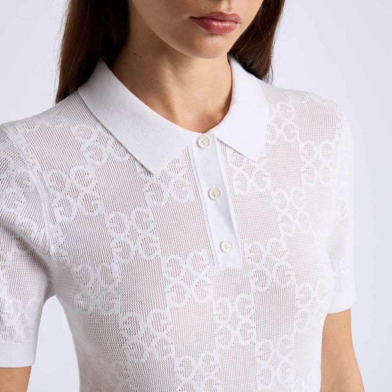 Womens Pointelle G Sweater Polo Snow