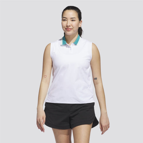 Womens Beyond The Course Twistknit Polo White/Pure Teal