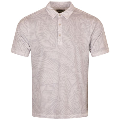 Delray Large Palm Leaf Print Polo White Heather - SS24