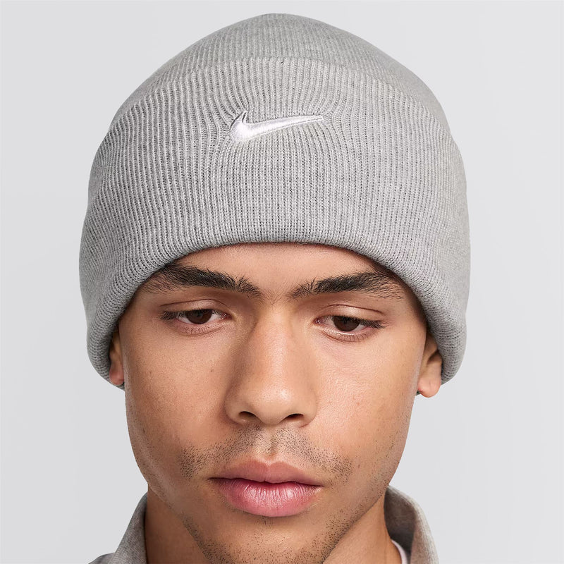 Peak Swoosh Beanie Dark Gray Heather/White