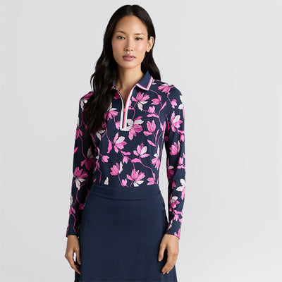 Womens Iris Silky Tech Nylon LS Polo Twilight