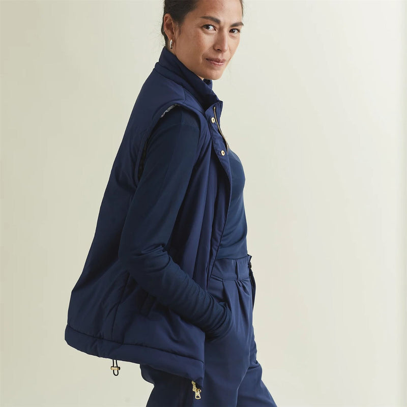 Womens Fait Tout Hooded Jacket Vest Dress Blues