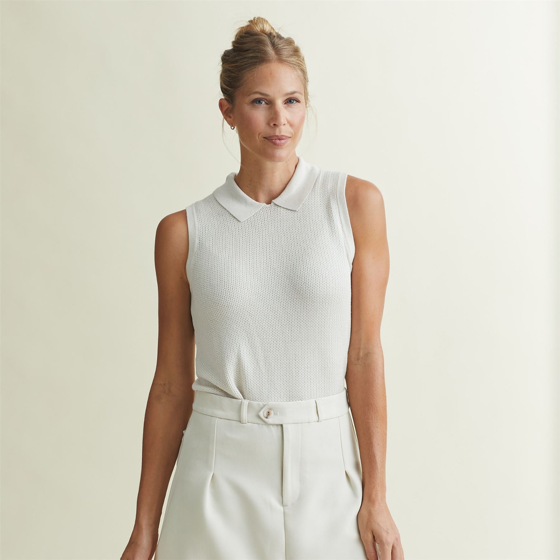 Womens Crochet Sleeveless Top Silver Birch