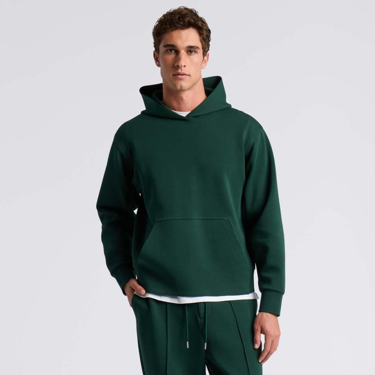 Cotton Blend Scuba Hoodie Pine