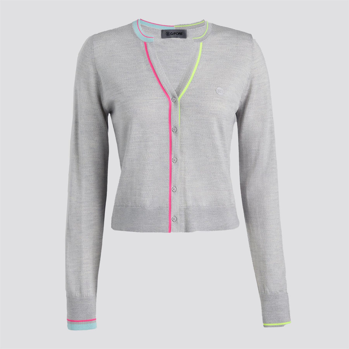 Womens Tailored Merino Wool Cardigan Melange Gray