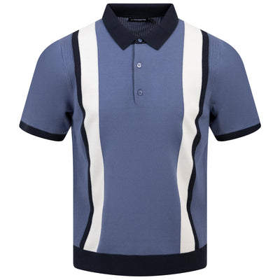 Reymond Regular Fit Knitted Stripe Polo Bijou Blue - SS24