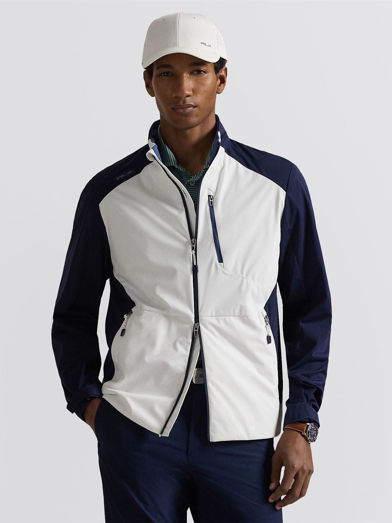 RLX Full Zip Stratus Packable Jacket Ceramic White/Refined Navy