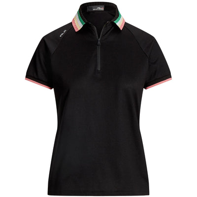 Womens Tailored Fit Pique Polo Shirt Black/Multi - SS23