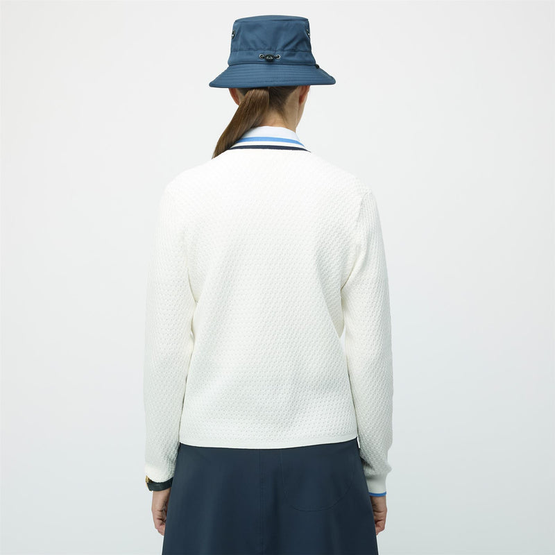 Womens T Cardigan White/Powder Blue