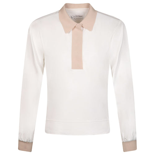 Womens LS Polo Bright White/Bisque - SS24