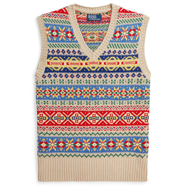 Ralph Lauren Fairlisle Vest Tan Combo | Vests | TRENDYGOLFUSA.COM