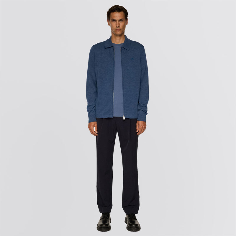 Kaleb Merino Zip Cardigan Vintage Indigo Melange