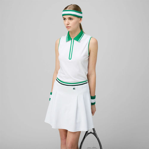Womens Tech Jersey SL Zip Polo White/Sport Green