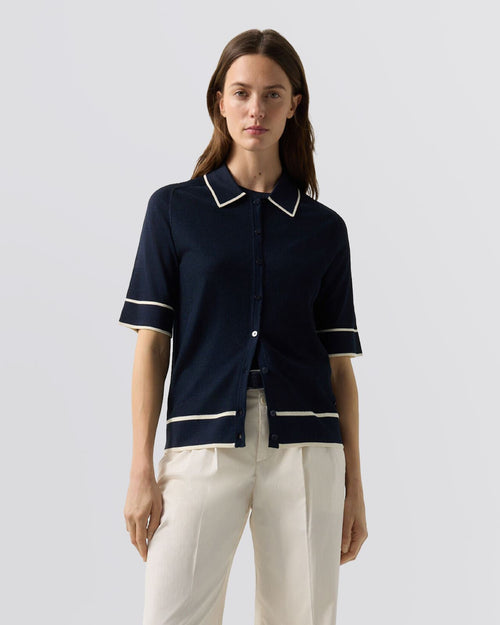 Womens Peaches Knit Shirt Navy