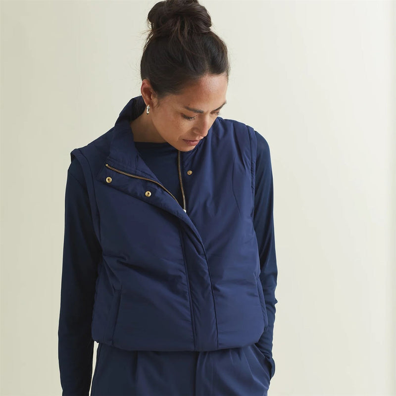 Womens Fait Tout Hooded Jacket Vest Dress Blues