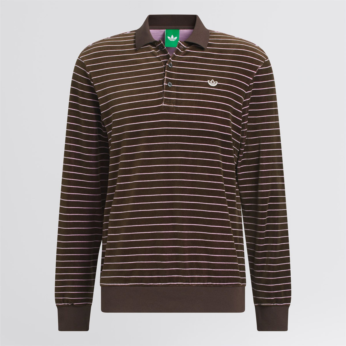 Originals Velour LS Polo Dark Brown/Bliss Lilac