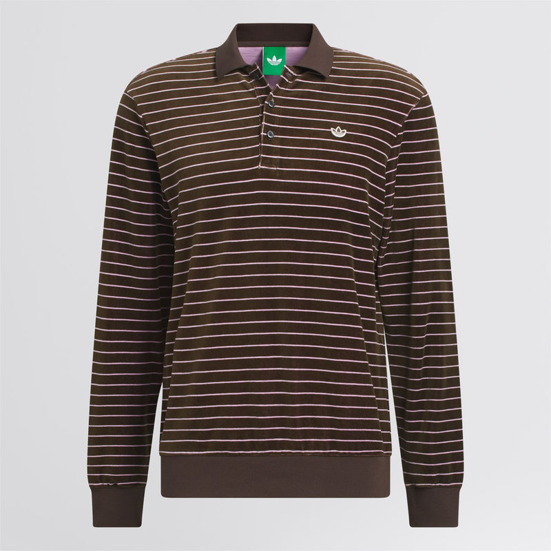 Originals Velour LS Polo Dark Brown/Bliss Lilac