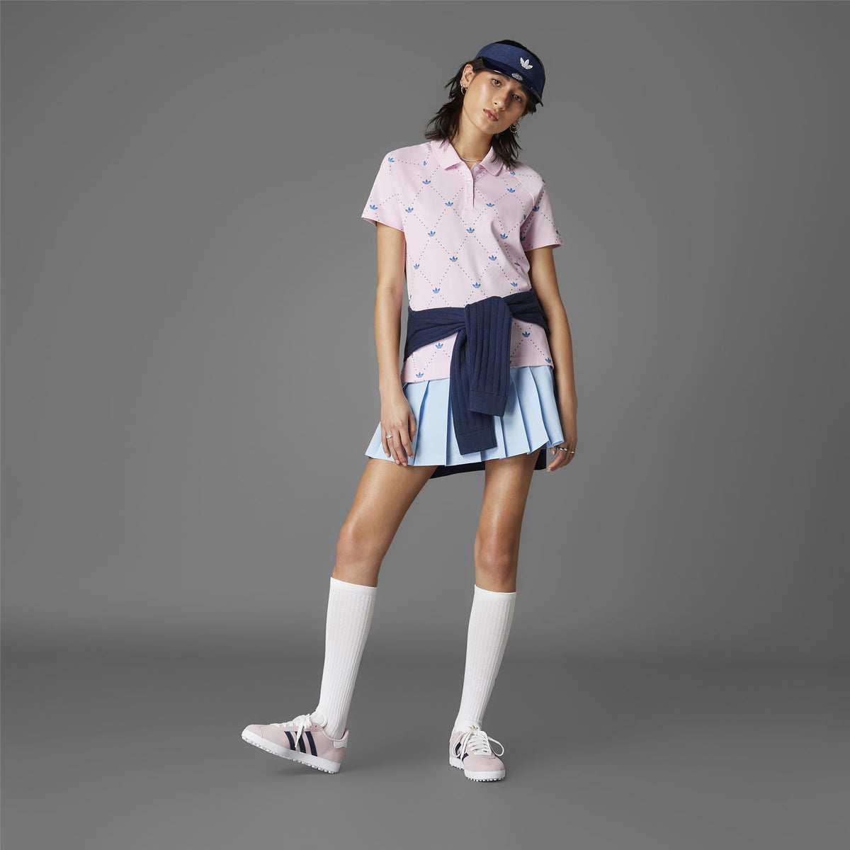 Womens Printed Trefoil Polo Clear Pink/Bluebird