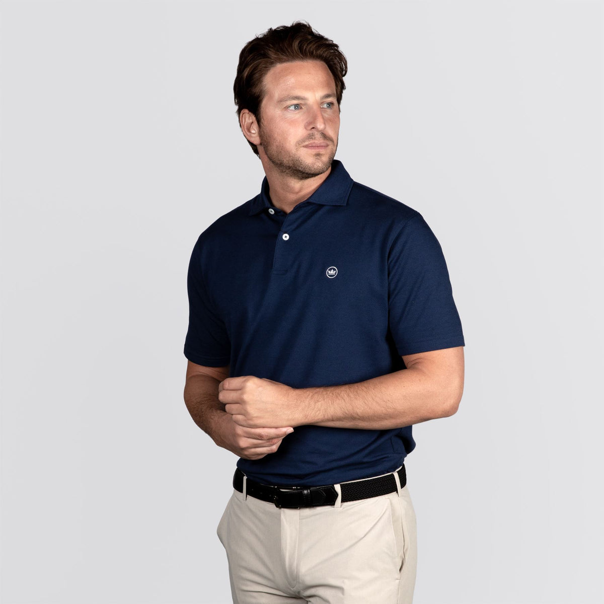 Excursionist Flex Herringbone Knit Polo Navy