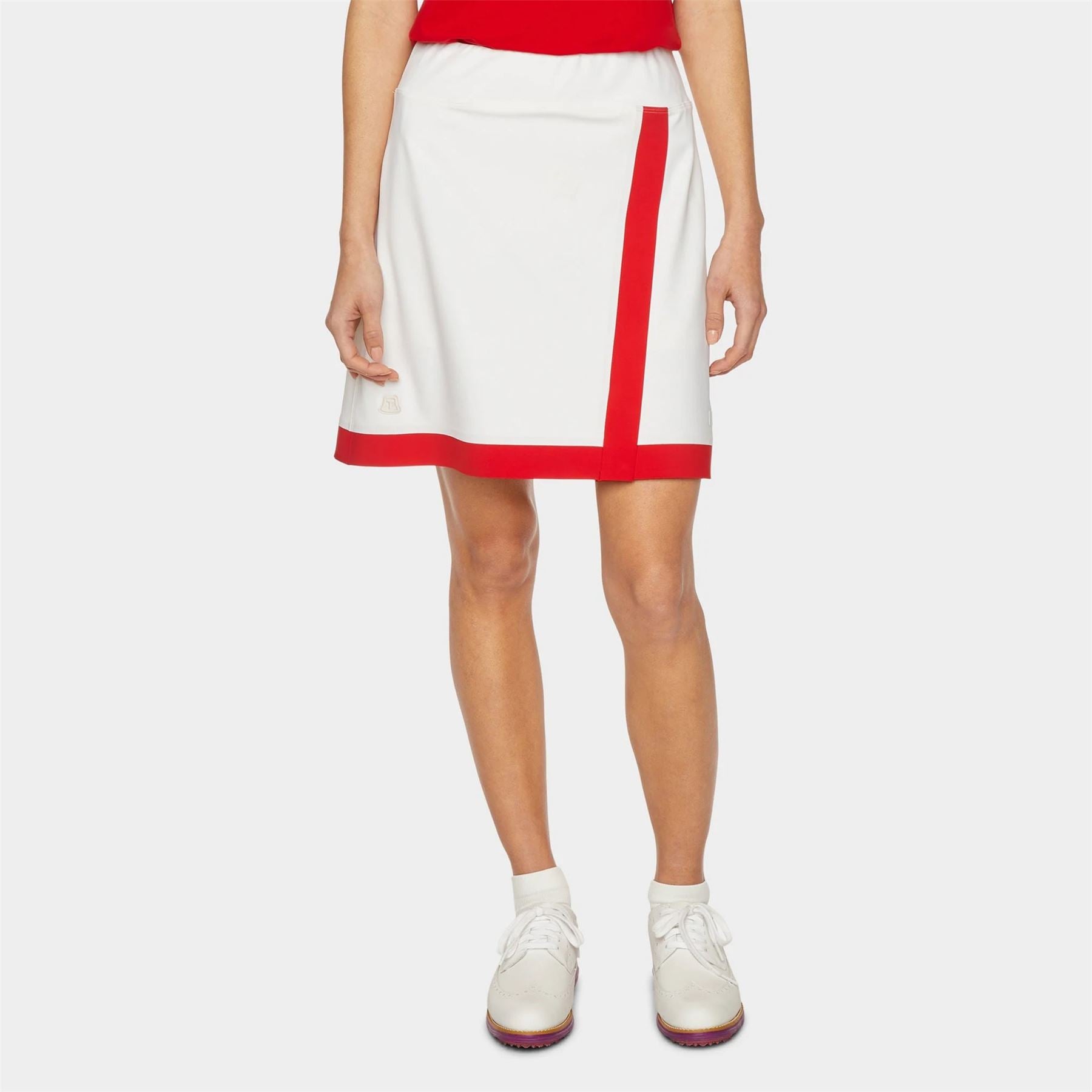 Womens Contrast Sport Skirt Off White/Red